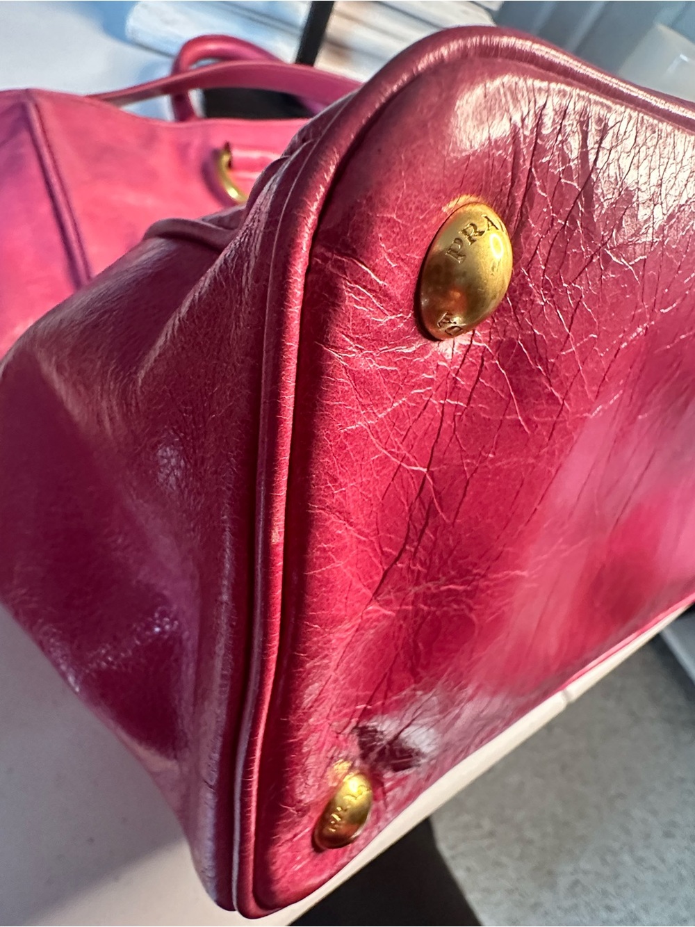 Prada Bright Fuchsia Leather Shoulder Tote - Picture 16 of 16